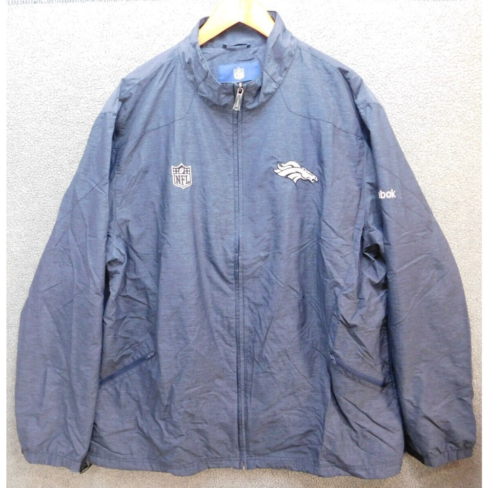 Denver Broncos Windbreaker Jacket Mens 2XL Blue Full Zip NFL Football Adult